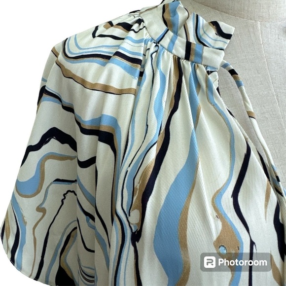 Chinti + Parker Marble Print Twill Ivory Mini Tunic Shift Dress Size 6 - Picture 4 of 11